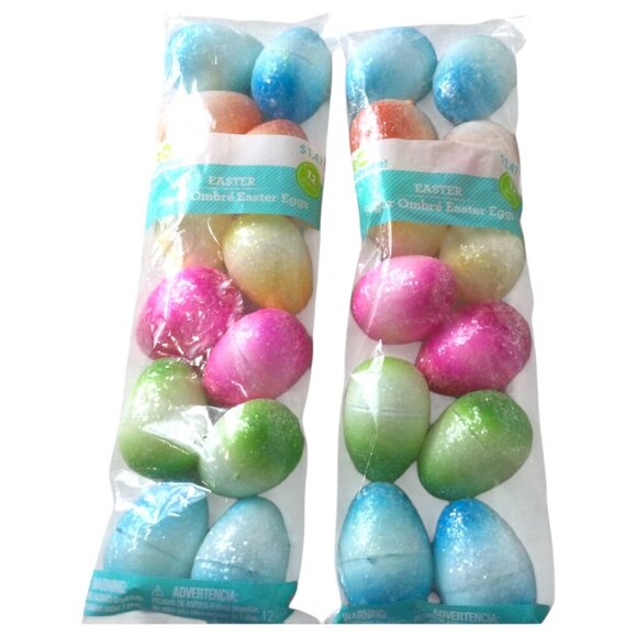 Lot of 2 Way to Celebrate Colorful Sugar Ombre Plastic Easter Eggs 12 Count Each - Picture 1 of 6